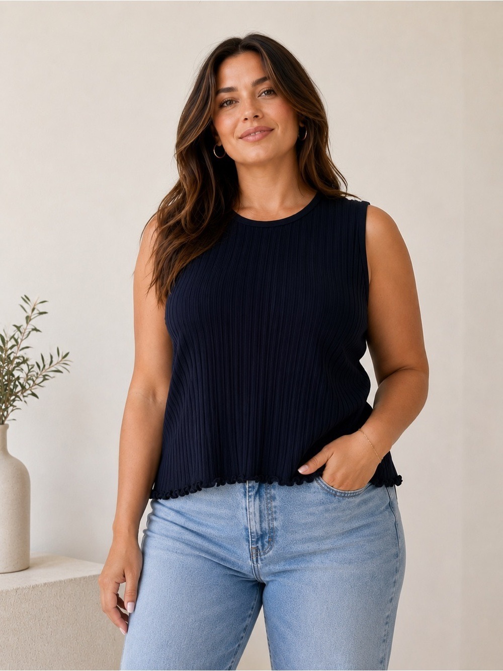 NWT Nation Los Angeles Isabel Tank Night Sky Organic Cotton Knit XL